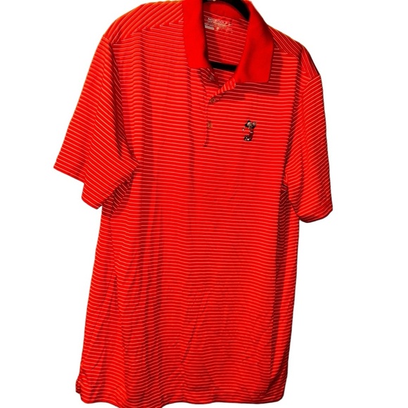 Disney Mickey Nike Golf Dri-FIT red stripe Golf Polo Shirt XL top parks - Picture 1 of 4